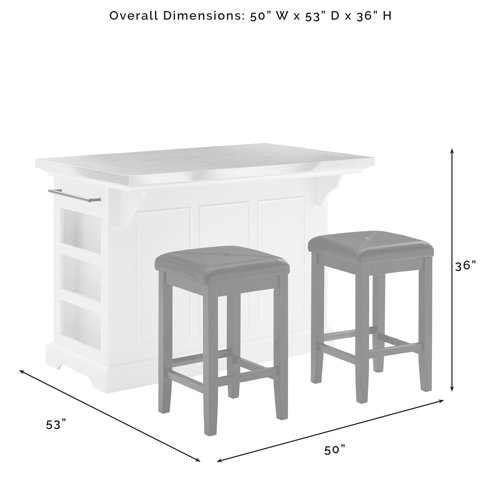 Three Posts™ Diamondback 50'' Wide Rolling Kitchen Island Set with
